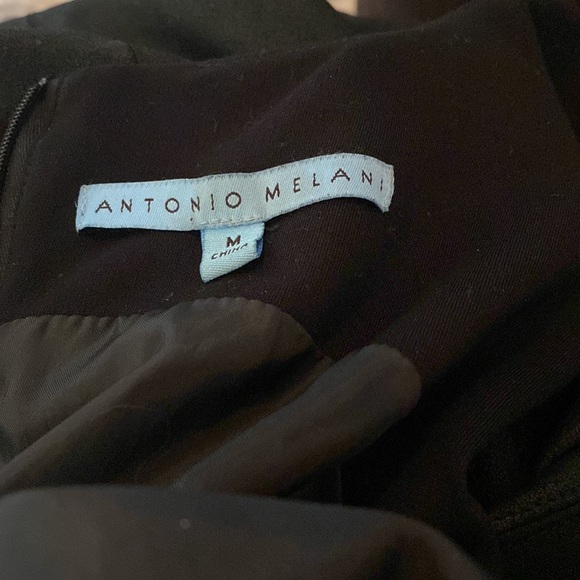 ANTONIO MELANI leather blended stunning dress w/genuine leather blend at bottom - Picture 9 of 11